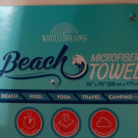 Whitley Willows Microfiber Printed Beach Towel Reversible  35" x 70" NEW - Picture 4 of 4